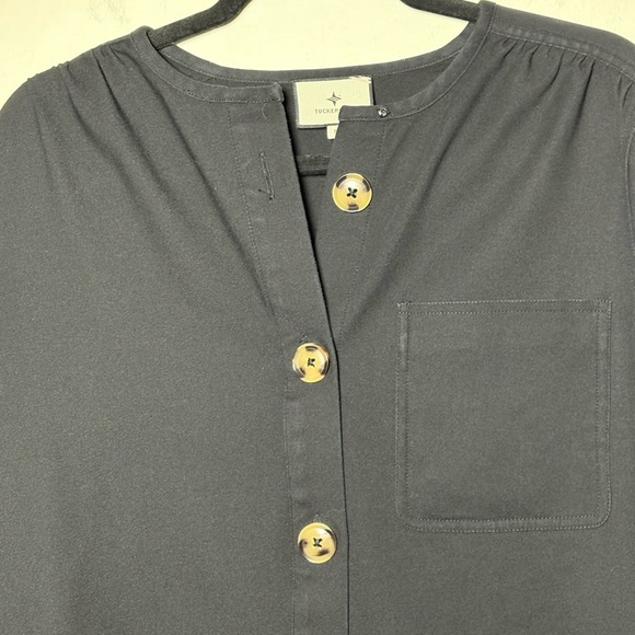 Tuckernuck Black Puff Sleeve Button Down Dress Size M - Picture 3 of 9